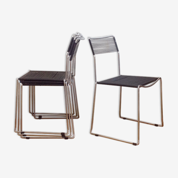 4 chaises spaghetti fil scoubidou et metal