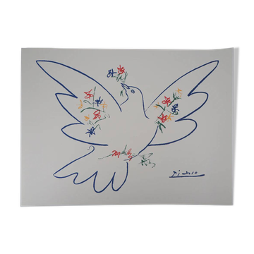 Pablo Picasso: Dove with Branches of Flowers, signed lithograph