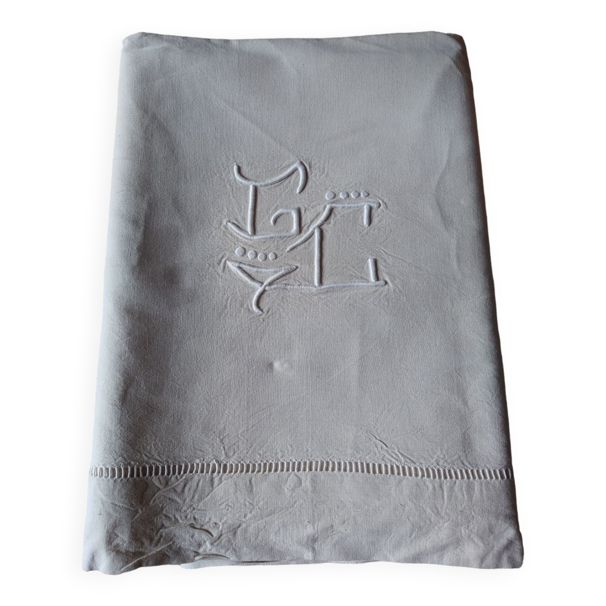 Old monogrammed mestizo sheet LC art deco style