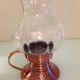 Hammered red copper candle holder and glass/vintage 60s/70s