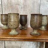 Set of 6 Mazagrans LE CEP Beige Stoneware Mugs Made In France Vintage