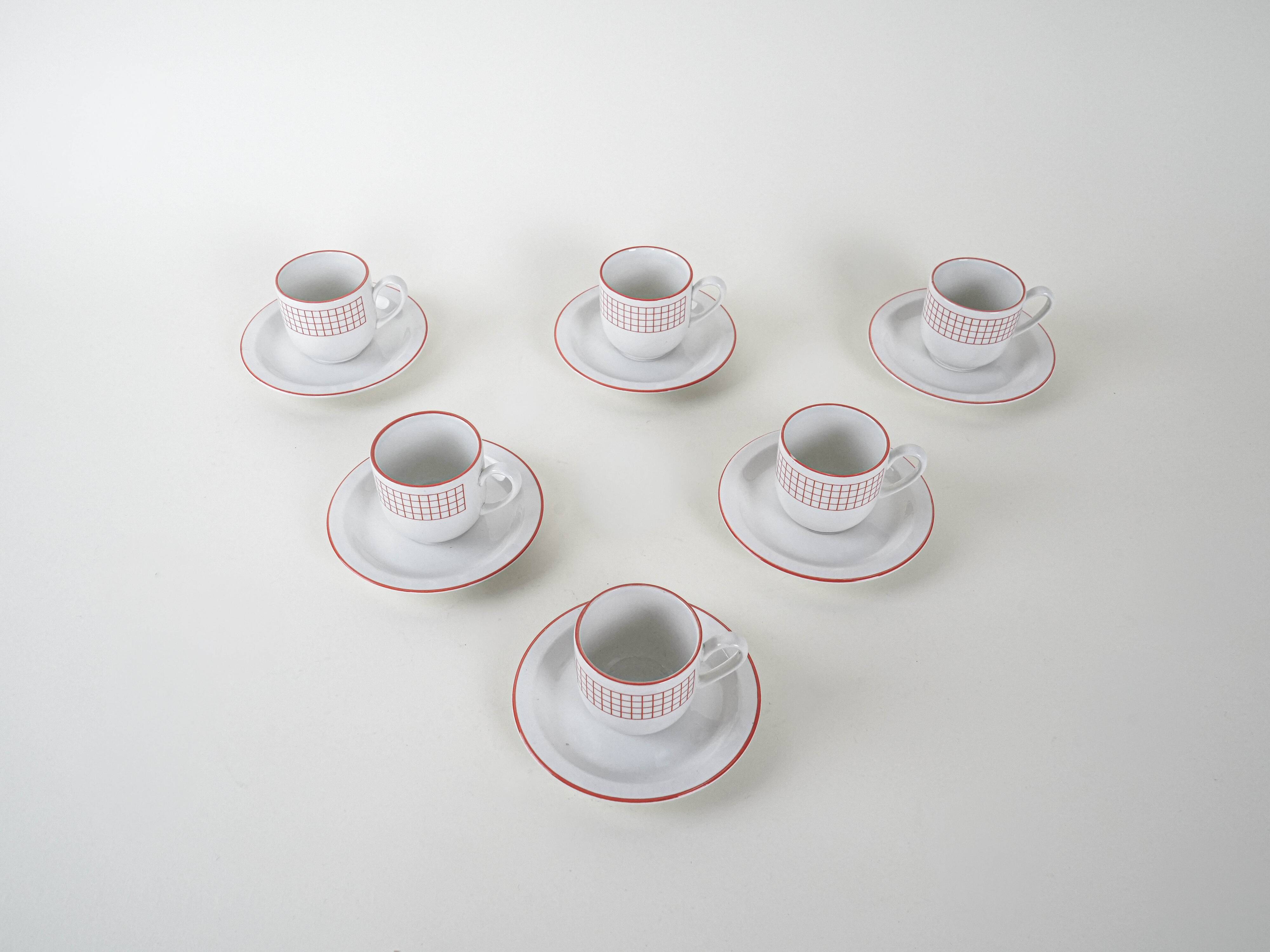Set of porcelain cups, Italian design, 1980s, production: Italy