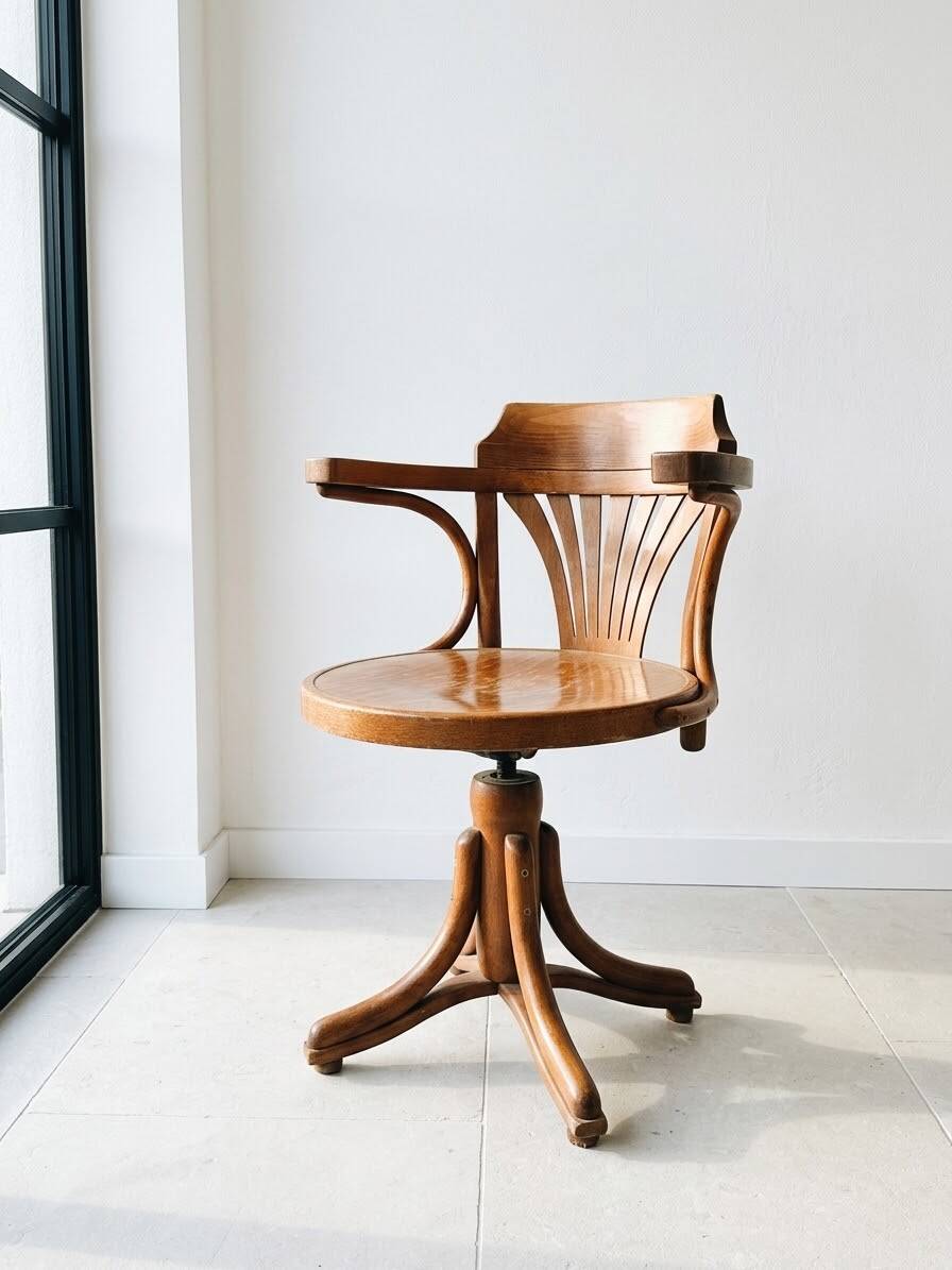 Antique wooden swivel chair