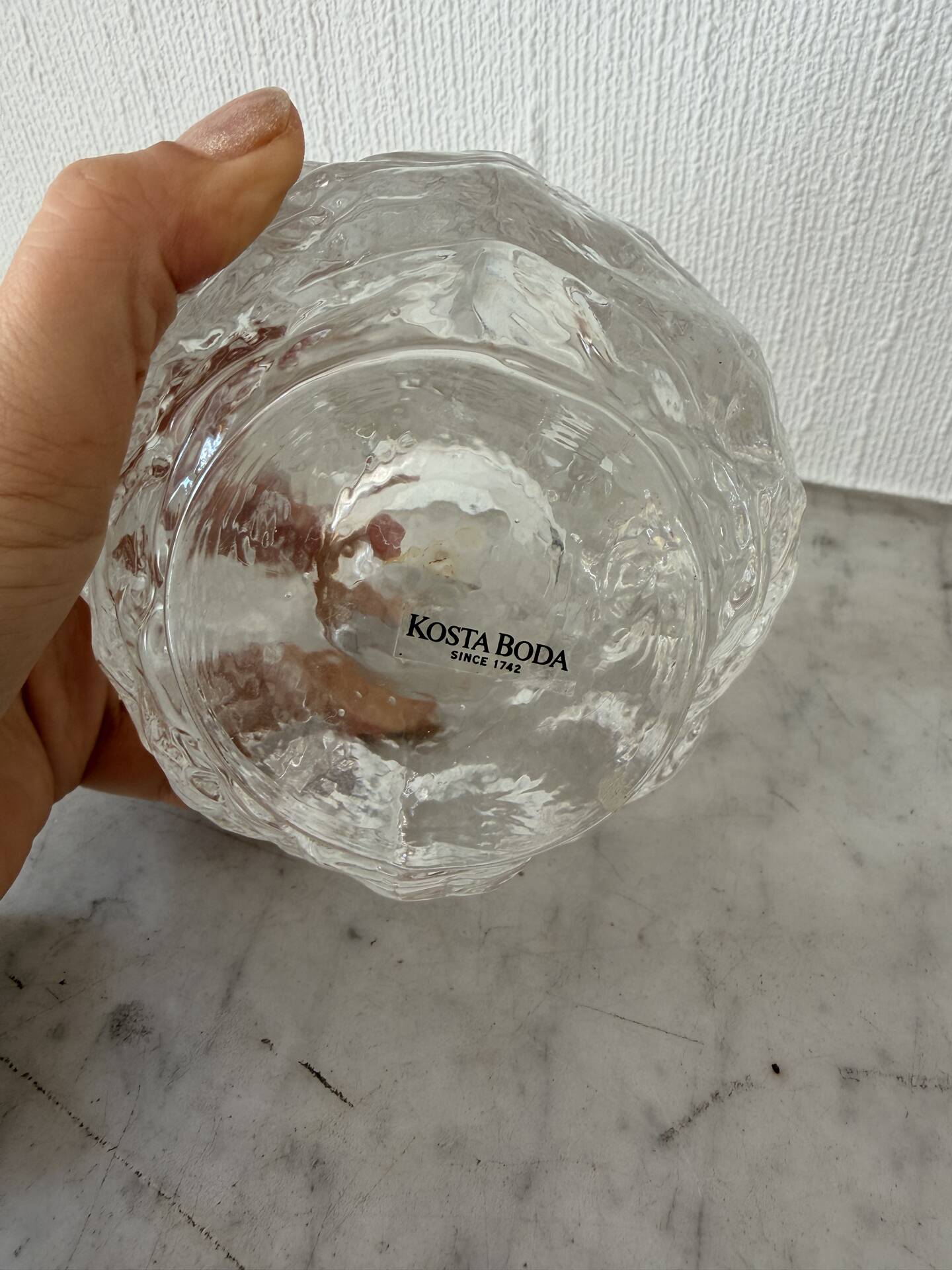 Kosta Boda Scandinavian Art Glass Tealight Holder / Ice Glass Candle H