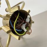 Large cubic brass 7 bulb flush mount ceiling light, italy 1970s