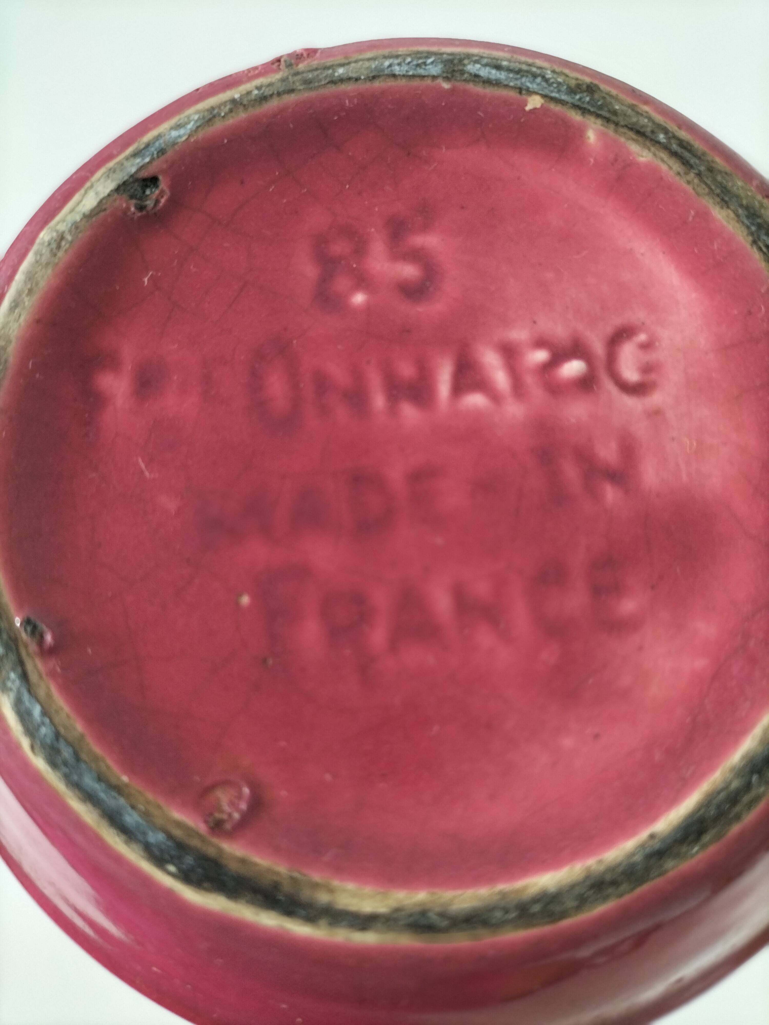 Old raspberry red pitcher from Onnaing, early 20th century.