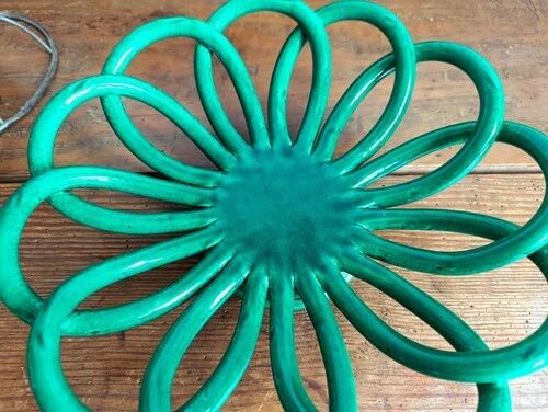 Bowl / Fruit bowl - Accolay ceramic - emerald green - vintage 1960s
