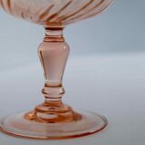 Set of 6 cups champagne rose vintage Rosaline pink swirl glass Arcoroc Luminarc France