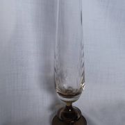Cut glass soliflore vase with a smoked glass base.
