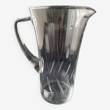 Broc à eau , pichet , carafe en verre meulé 1.4 L