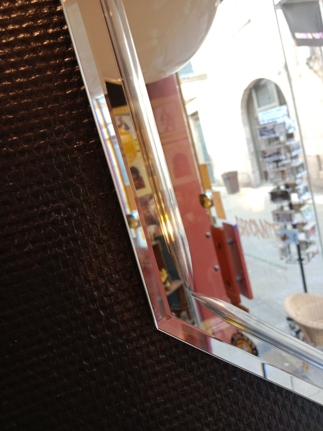 Vintage hexagonal beveled mirror