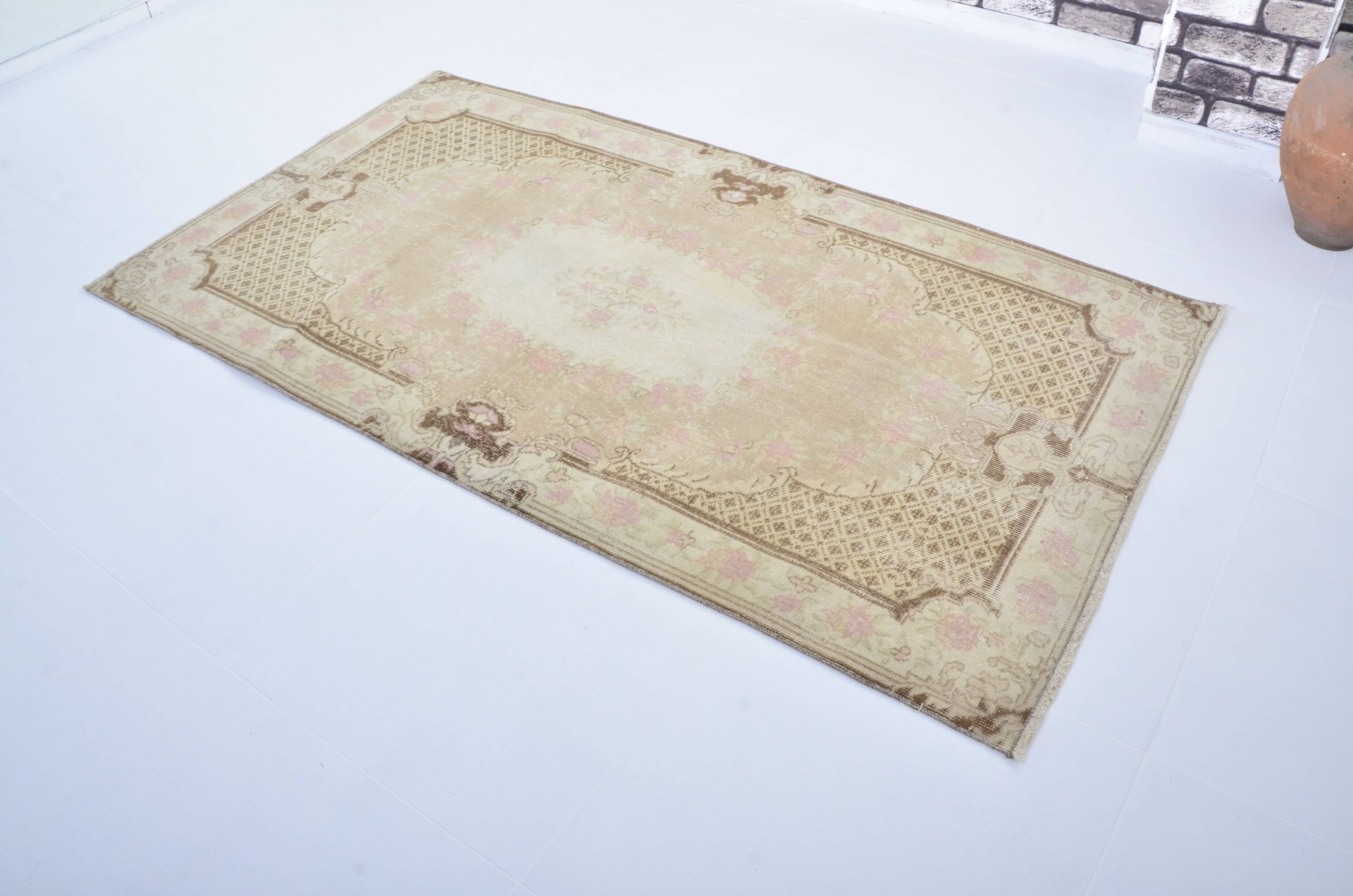 Tapis Oushak vintage aux couleurs douces, référence 3298