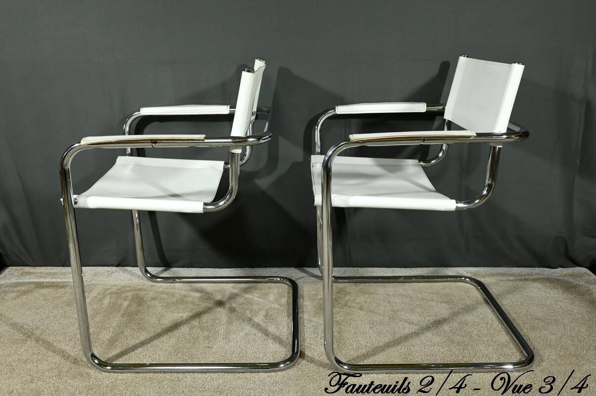 S33 armchairs in leather, attributed to M. Stam for Fasem, Italy – 1970