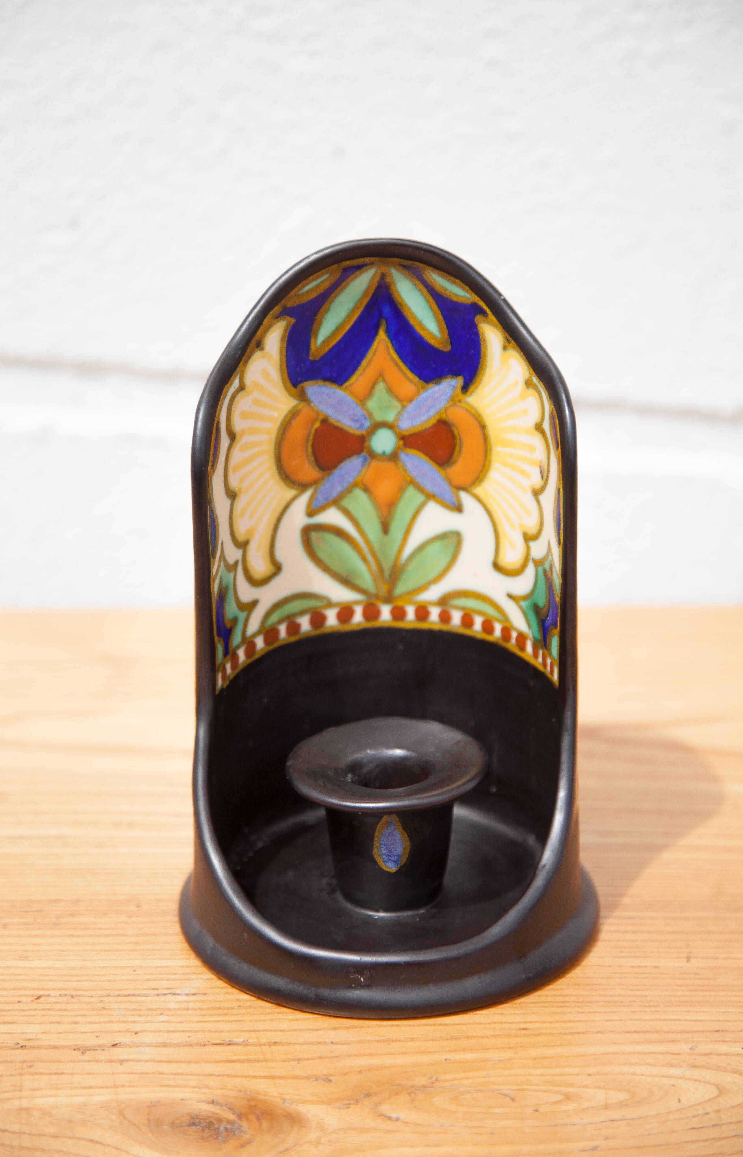 Gouda Holland ceramic candle holder madeleine model, hand candle holder, collection, 30's