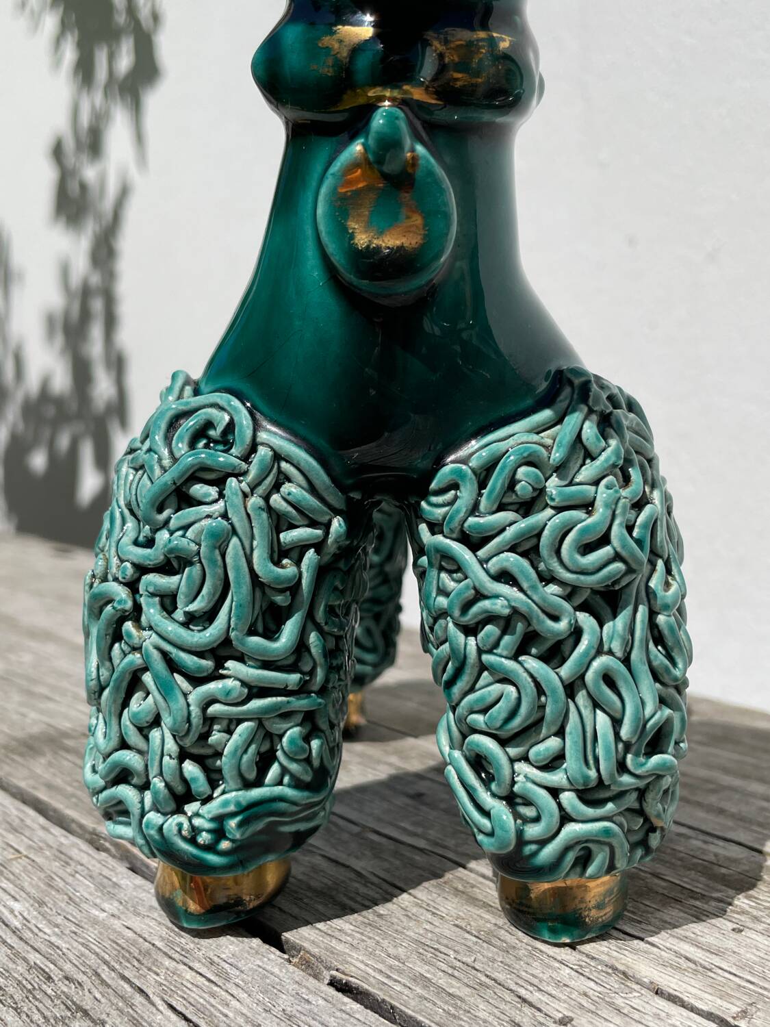 Spaghetti Green Ceramic Poodle Dog