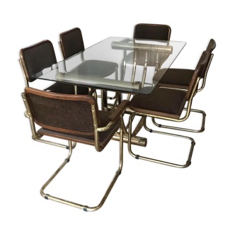 Ensemble de salle à manger chaises et table du 20ème siècle conférence