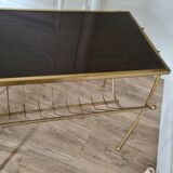 Old end of sofa / Service table with magazine holder / 60s / brass