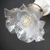 Ancienne applique en céramique et sa tulipe en verre vintage