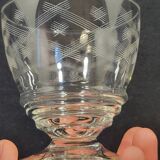 10 old port wine glasses in engraved art deco chiseled crystal