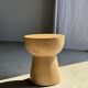 Side table or stool with a semi-spherical top in beige mango wood H50 D45