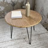 Wicker and metal coffee table from the 1950s