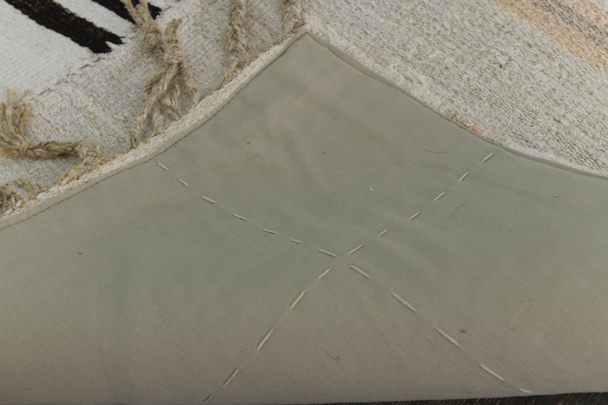 Beige & Black Striped Vintage Kilim Rug, 170x256 Cm