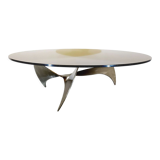 Vintage propeller coffee table Propeller by Knut Hesterberg in steel and smoked glass from the 60s