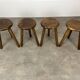 4 tabourets tripodes en bois