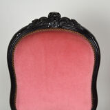 Napoleon III chairs in blackened wood and pink velvet, France, circa 1870