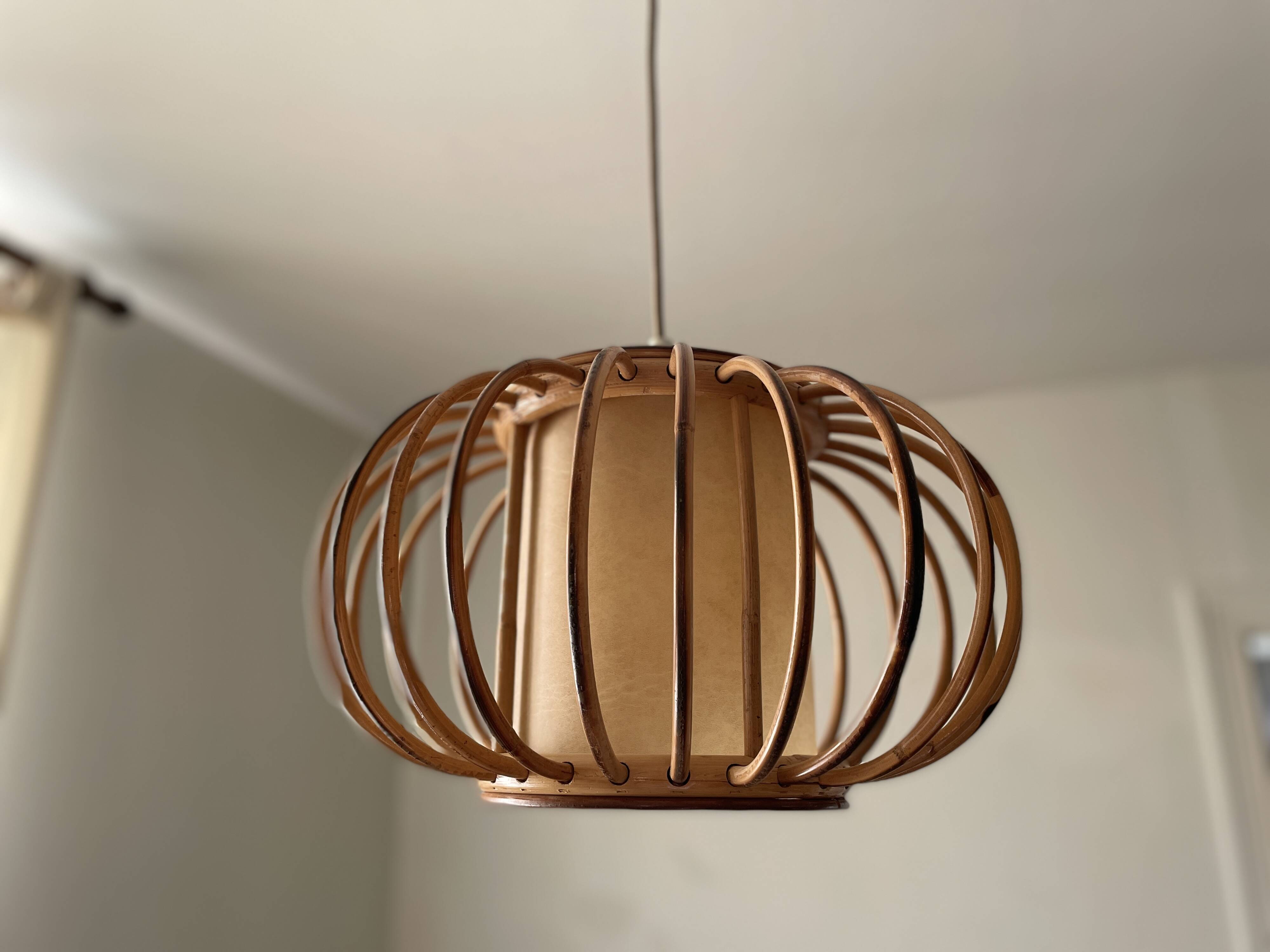 Curved wood pendant lamp 1960