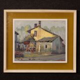Italian popular scene signed painting oil on board
