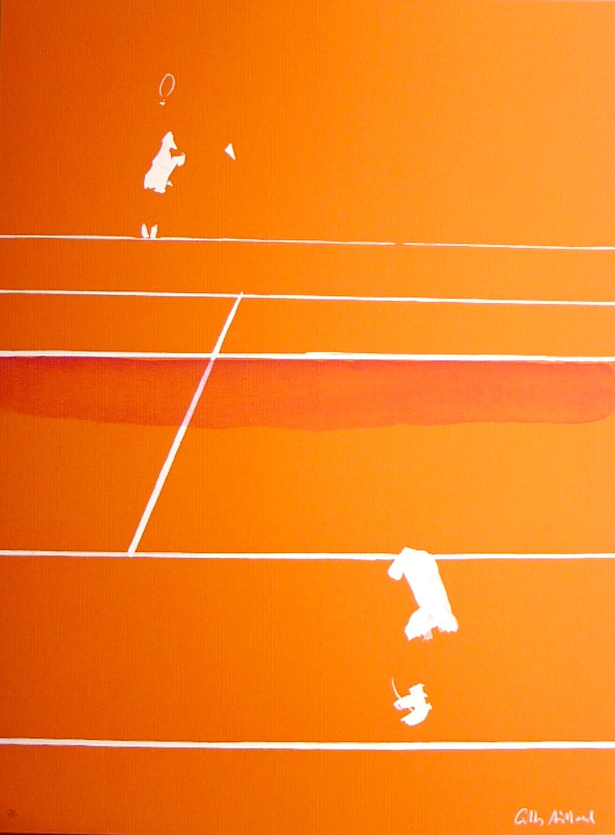 Original lithograph signed and numbered Gilles Aillaud, Roland-Garros, 1984.