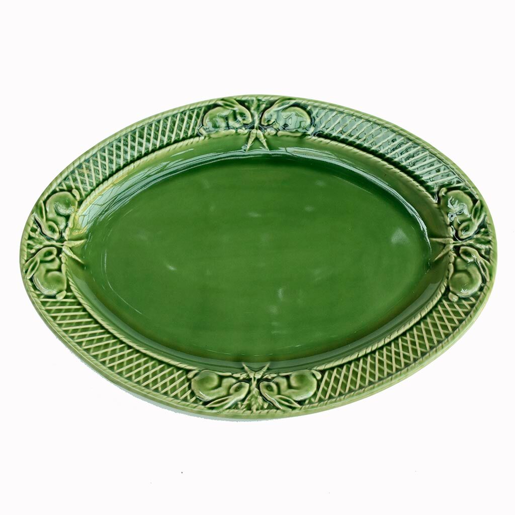 Lot service 6 dessert plates and 1 green dish Bordallo Pinheiro Portugal rabbit rabbit vintage