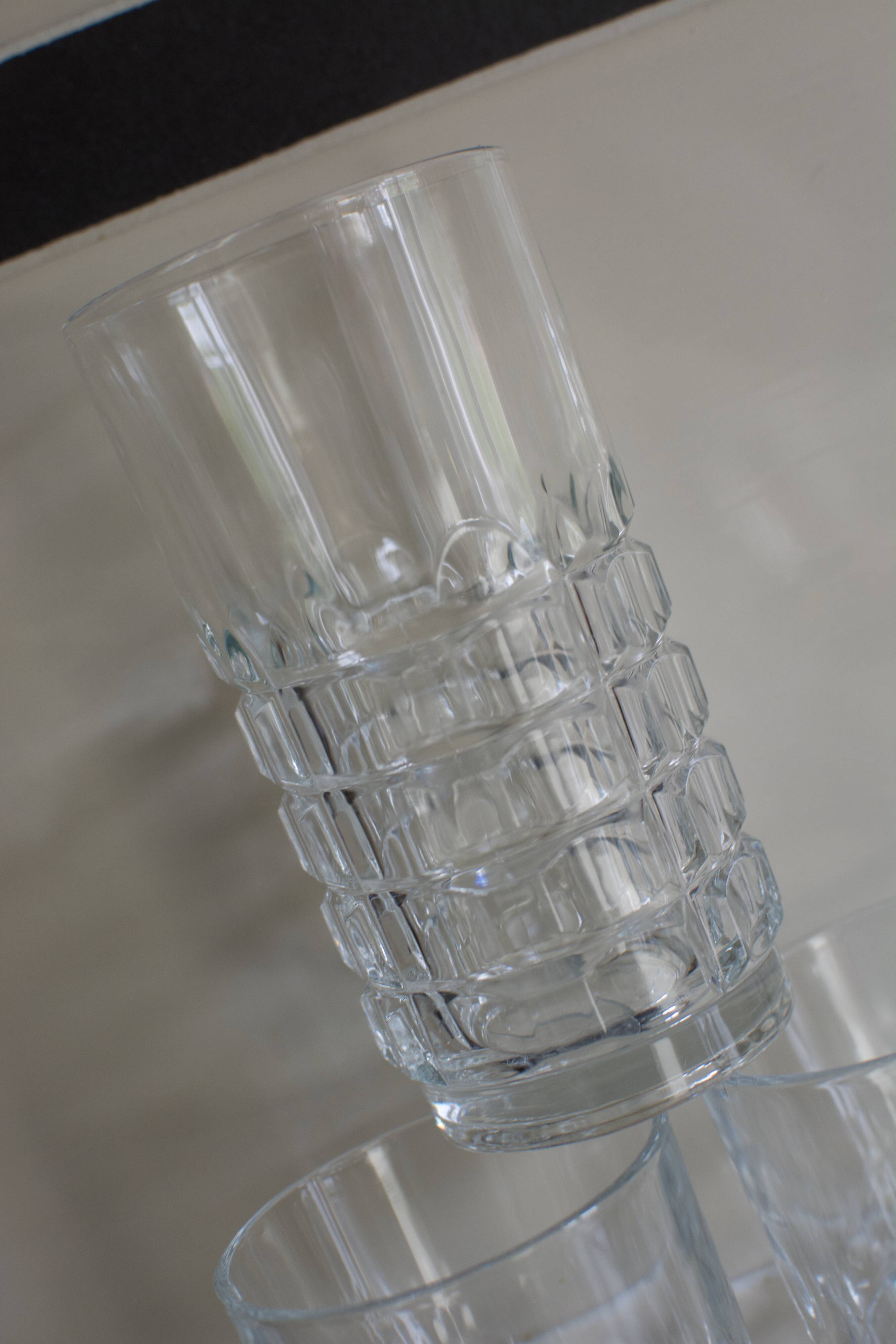 6 vintage multi-faceted glasses