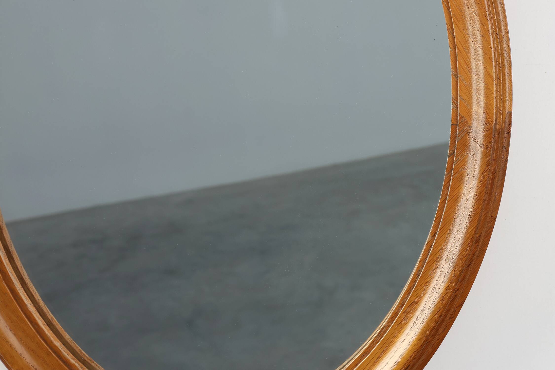 Mid century oval oak Mirror, Belgium 1950s