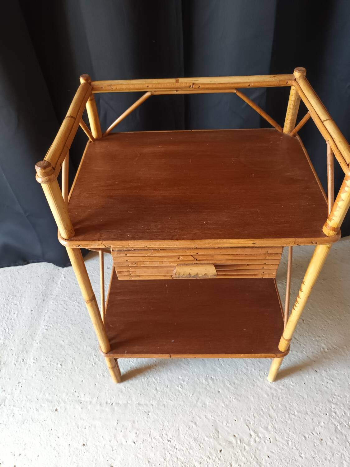 Vintage rattan bedside table
