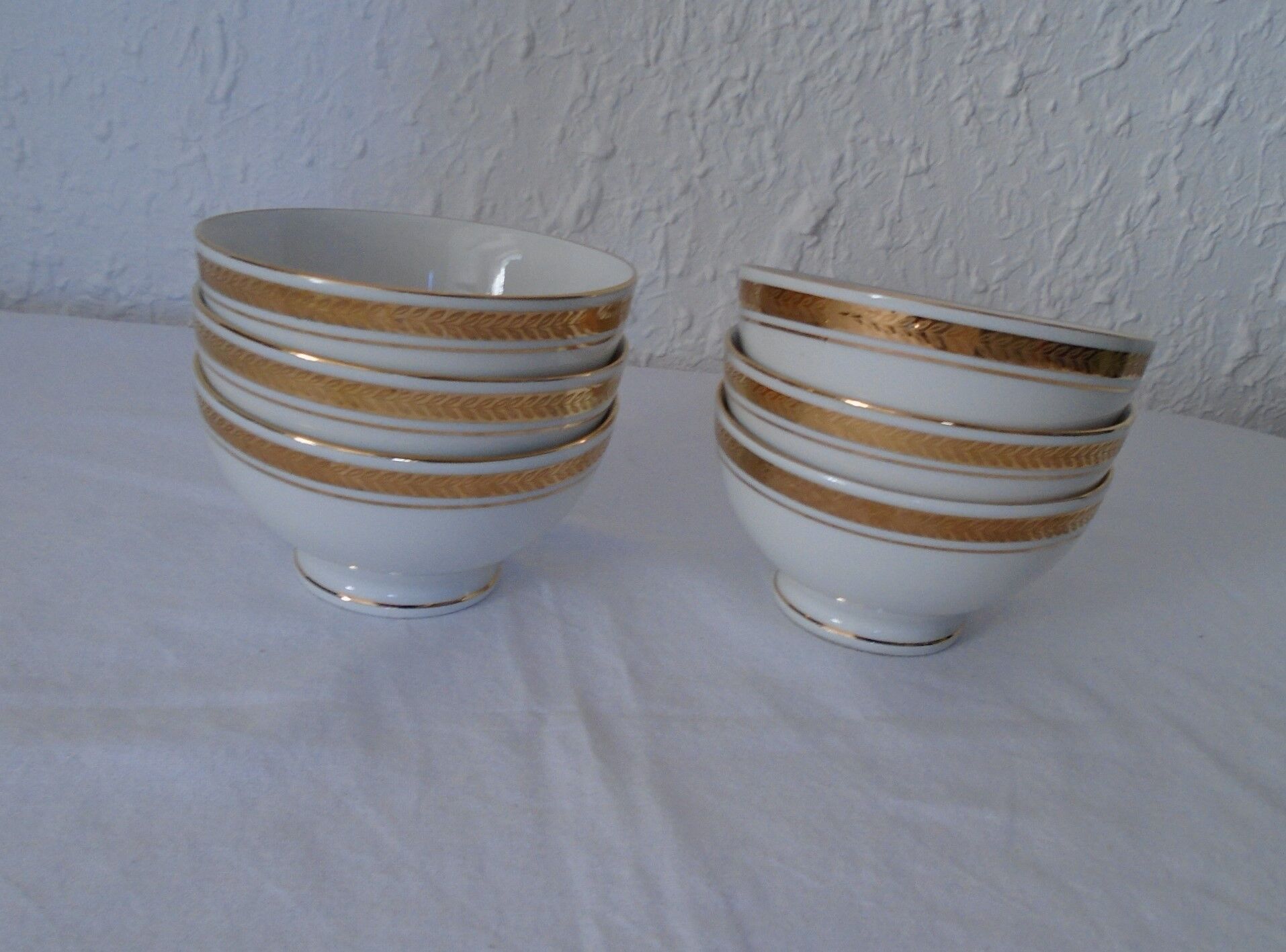 6 bols luxury porcelain france blancs gold border