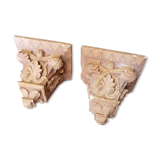 Early 20th Century French Plaster Wall Consoles In A Church Architectural Style