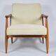 Restored scandinavian armchair "Kedzior", 1960s, cream Cord, teak