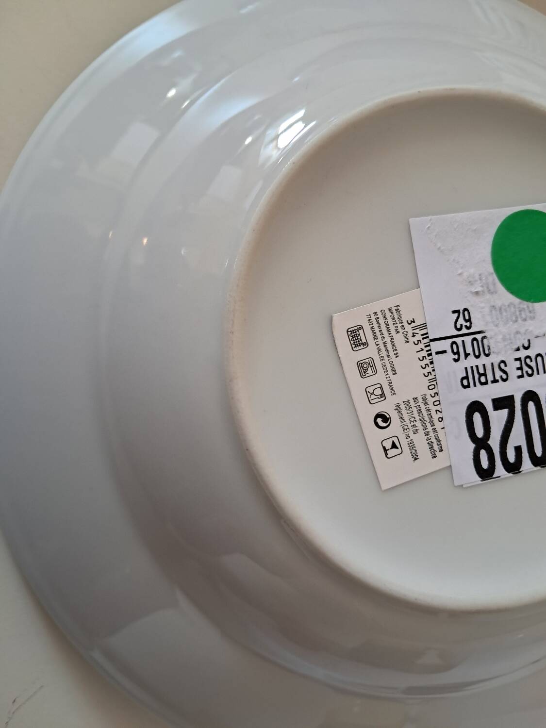 Almond green striped soup plates