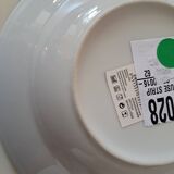 Almond green striped soup plates