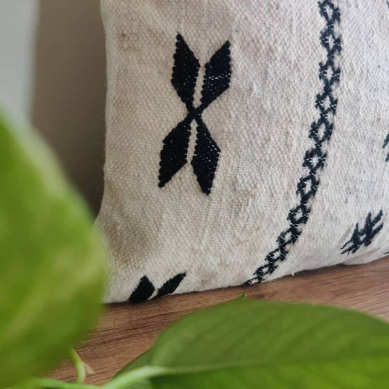 Black and white Moroccan bohemian cushion