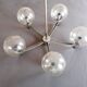 Chrome metal chandelier 5 branches vintage glass globes 60 70