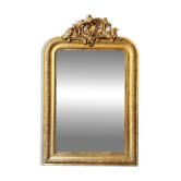 Gold sculpted and moulded stucco trumeau mirror 113 x 78 cm