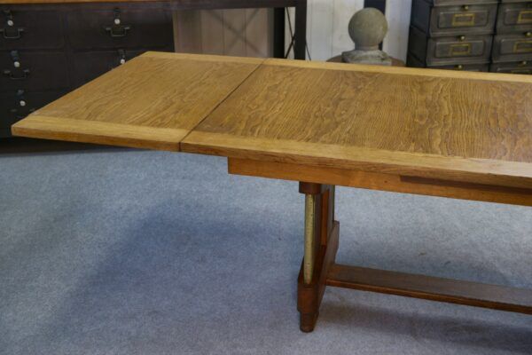 Large solid oak art deco table by Henri Bonjour 1930s