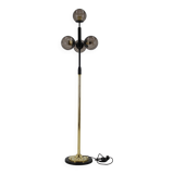 Lampadaire en laiton et verre des années 1980, restauré