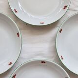 4 vintage porcelain soup plates – Cherry pattern