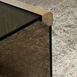 Design bedside table in metal & smoked glass, Roche Bobois 1970.