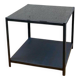 Square coffee table, all black, two glass tops