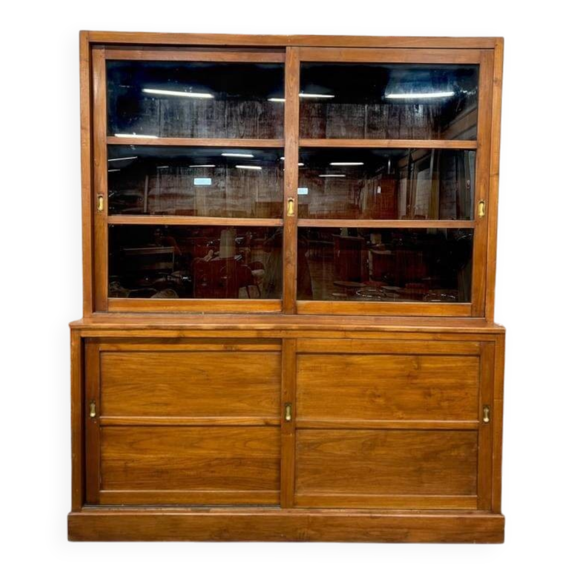 Vintage industrial wooden display cabinet / school cabinet